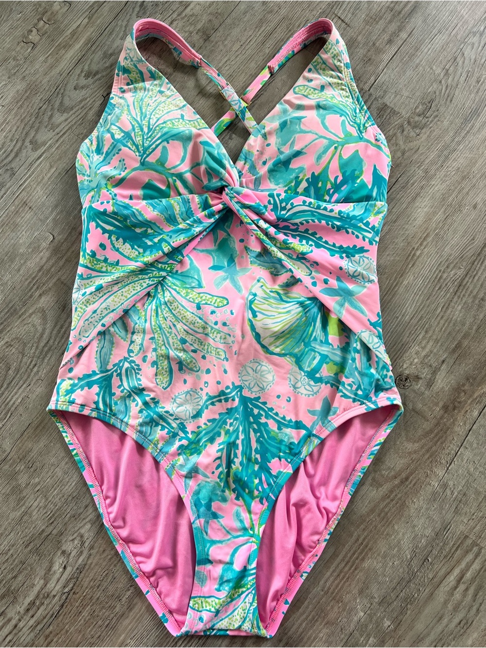Lilly Pulitzer Pink & Teal Tropical One-Piece Swimsuit